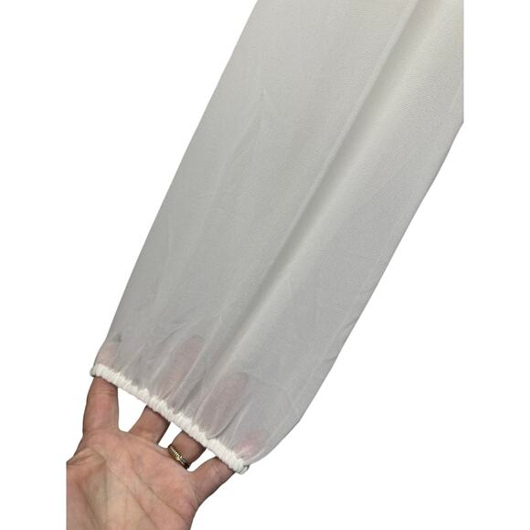 Wilfred Aritzia Soiree Cream Cropped Top XL Long Puff Sleeve Smocked - Picture 3 of 11